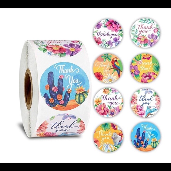 500 animals cactus thank you stickers watercolor - Picture 6 of 16